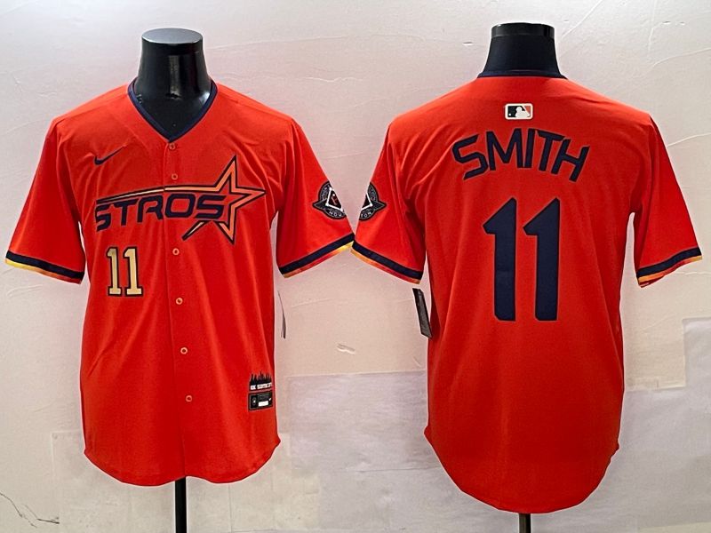 Men Houston Astros #11 Smith Orange three generations Joint Name Nike 2025 MLB Jersey style 7->houston astros->MLB Jersey